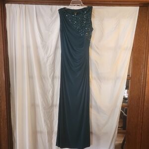 R & M Richards Teal Sleeveless Gown